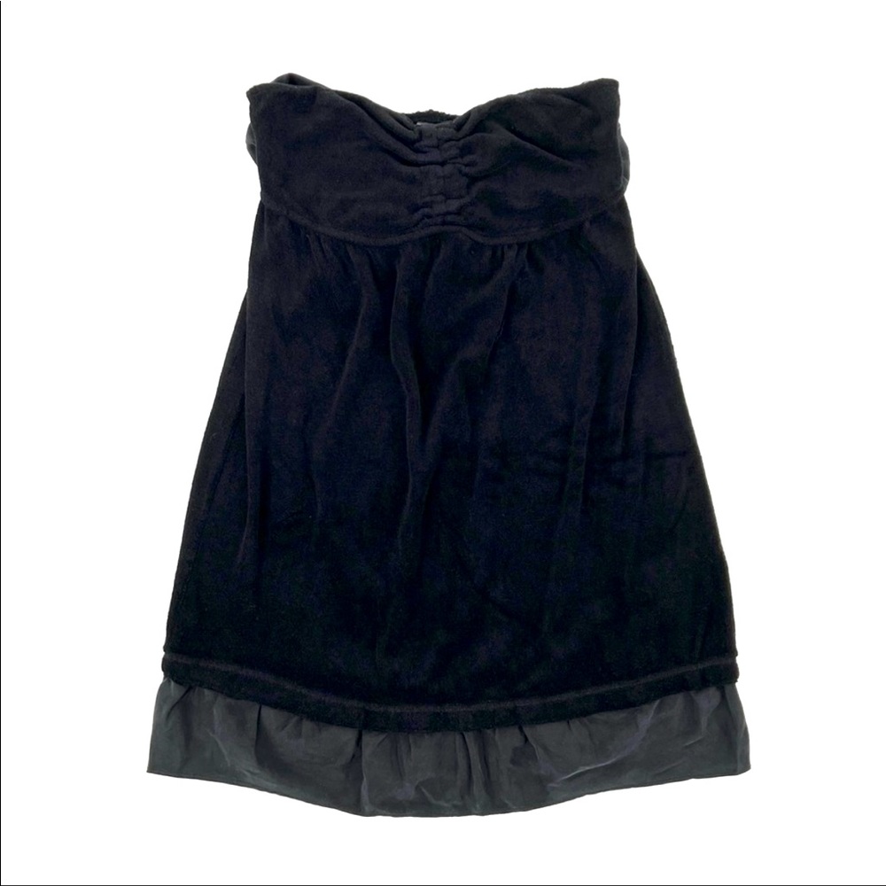 Juicy couture y2K black terry tube dress 👗 smoked black silk hem sash  petite! 🔥